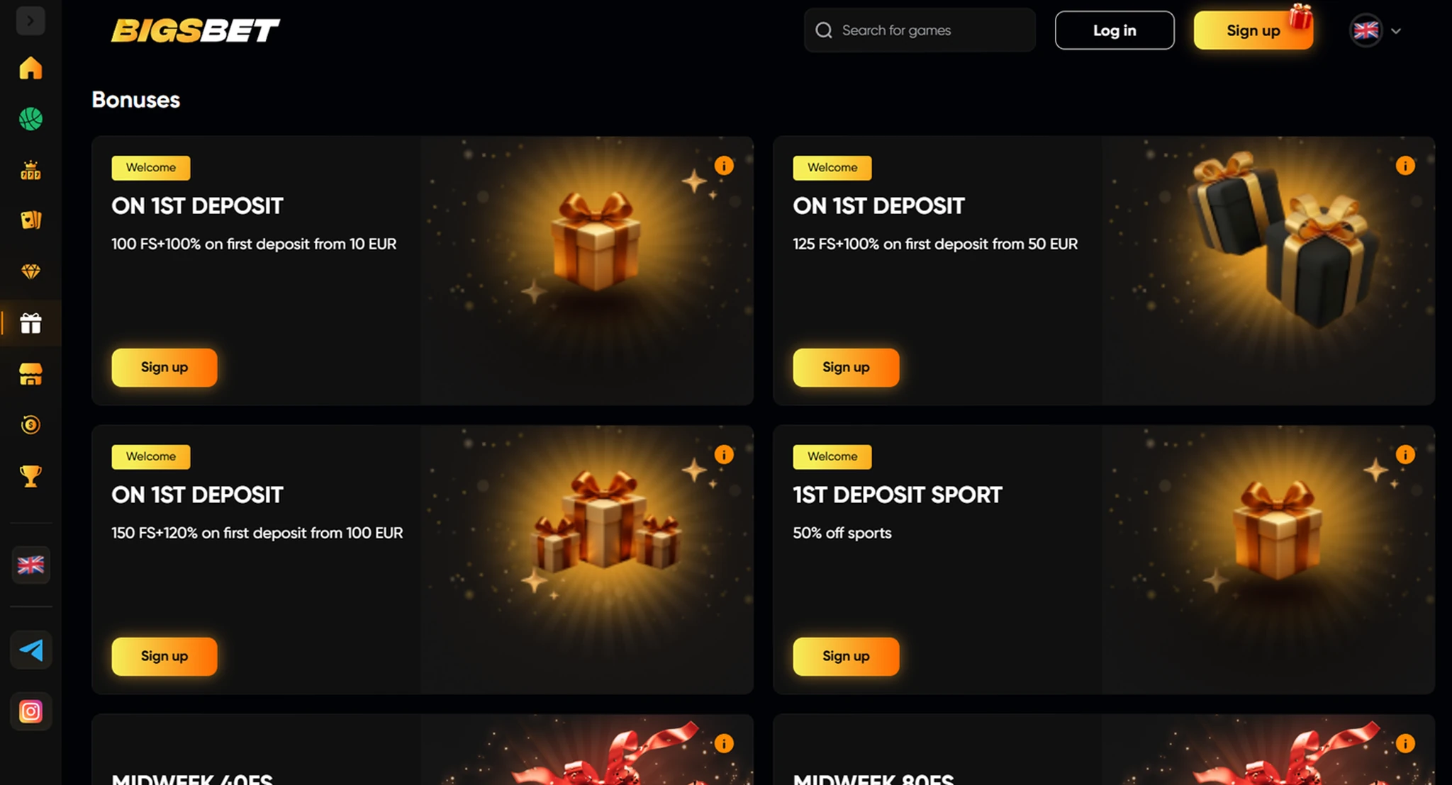 BigsBet bonuses