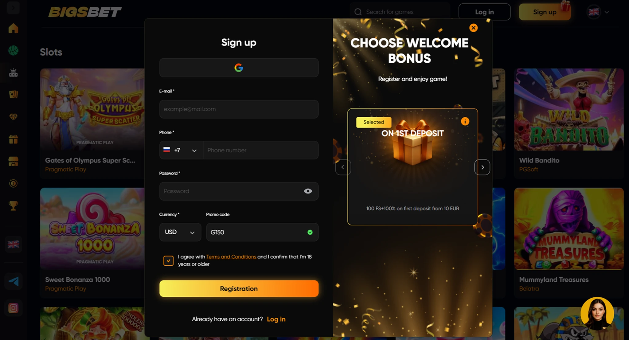 BigsBet registration